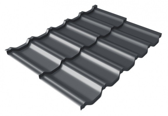 Металлочерепица модульная Квинта Uno Grand Line c 3D резом 0,5 Satin Мatt RAL 7024 мокрый асфальт купить в на Вятских Полянах