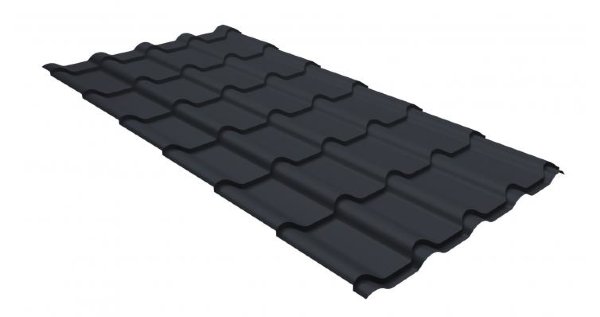 Металлочерепица камея GL 0,5 GreenCoat Pural matt RR 23 темно-серый (RAL 7024 мокрый асфальт) купить в на Вятских Полянах