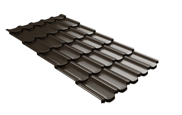 Металлочерепица квинта плюс с 3D резом 0,5 GreenСoat Pural Matt RR 32 темно-коричневый (RAL 8019 серо-коричневый) купить в на Вятских Полянах