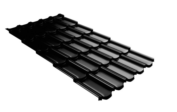 Металлочерепица квинта плюс с 3D резом 0,5 GreenСoat Pural Matt RR 33 черный (RAL 9005 черный) купить в на Вятских Полянах