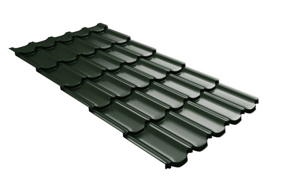 Металлочерепица квинта плюс с 3D резом 0,5 GreenСoat Pural RR 11 темно-зеленый (RAL 6020 хромовая зелень) купить в на Вятских Полянах