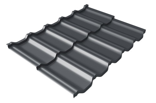 Металлочерепица модульная Квинта Uno Grand Line c 3D резом 0,45 PE RAL 7024 мокрый асфальт купить в на Вятских Полянах