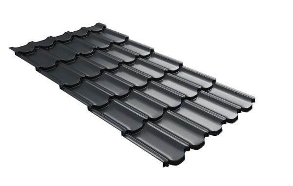 Металлочерепица квинта плюс с 3D резом 0,5 Satin RAL 7016 антрацитово-серый купить в на Вятских Полянах