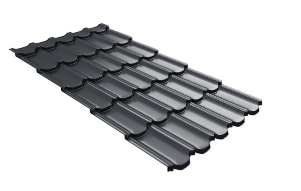 Металлочерепица квинта плюс с 3D резом 0,5 Satin Мatt RAL 7024 мокрый асфальт купить в на Вятских Полянах