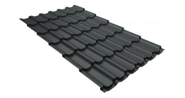 Металлочерепица квинта плюс 0,5 GreenCoat Pural RR 23 темно-серый (RAL 7024 мокрый асфальт) купить в на Вятских Полянах